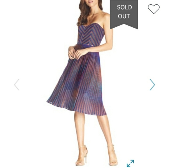 Dress the Population Rosalie Metallic Striped Strapless Dress Size Small NWT - Picture 12 of 16